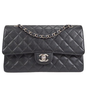 CHANEL 2000-2001 Classic Double Flap Medium SHW Black Caviar 27442