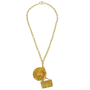CHANEL 1980s Icon Gold Chain Pendant Necklace 48394