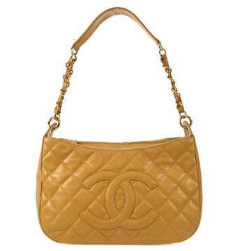 CHANEL 2004-2005 Hobo Bag Camel Caviar 27237