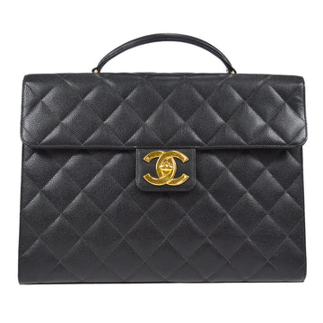 CHANEL★ 1996-1997 Briefcase Black Caviar 48638