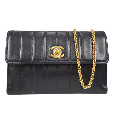 CHANEL Mademoiselle Single Chain Mini Shoulder Bag Black Lambskin 18542