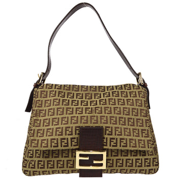 FENDI Zucchino Mamma Baguette Handbag Brown 26628