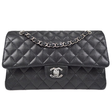 CHANEL Classic Double Flap Medium Shoulder Bag Black Caviar 48568