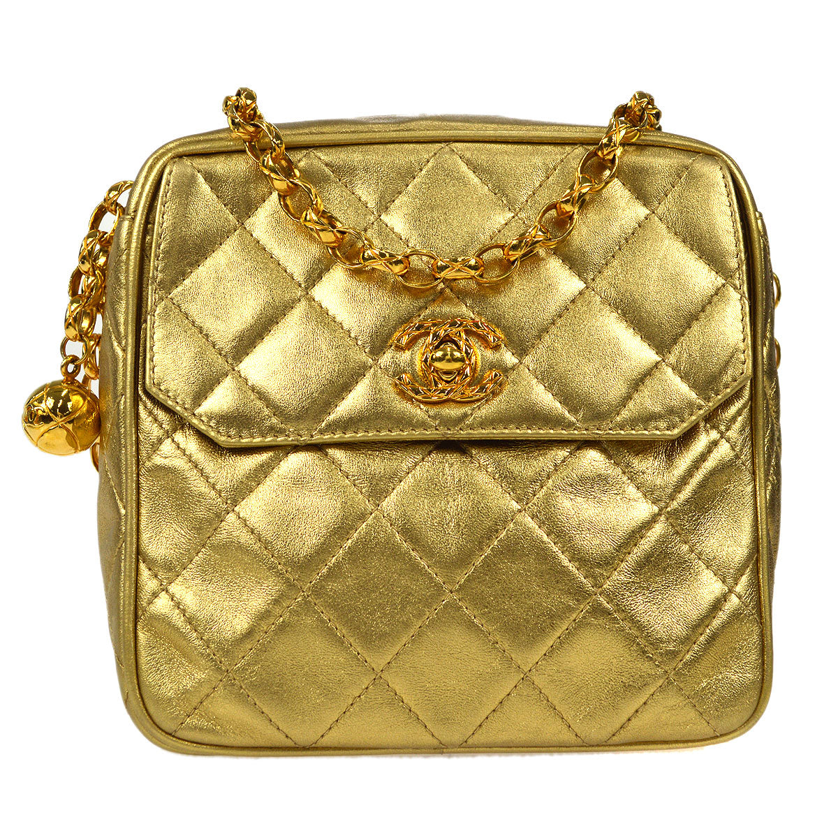 CHANEL Bijou Chain Shoulder Bag Gold Lambskin 53390