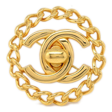 CHANEL 1997 CC Turnlock Brooch Pin Corsage Gold 97A 48668