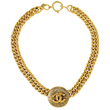 CHANEL Medallion Gold Chain Pendant Necklace 3811 48671