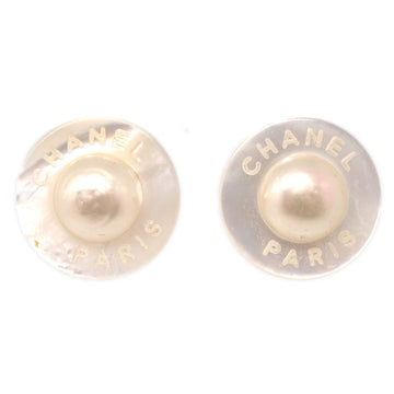 CHANEL 1996 Faux Pearl Earrings Shell Clip-On 96C 48672