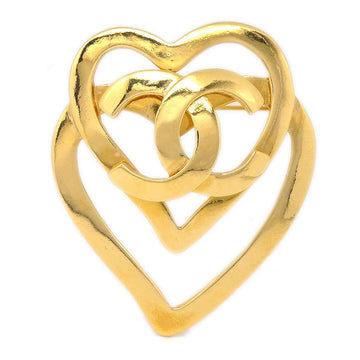 CHANEL Heart Brooch Gold 95P 48773