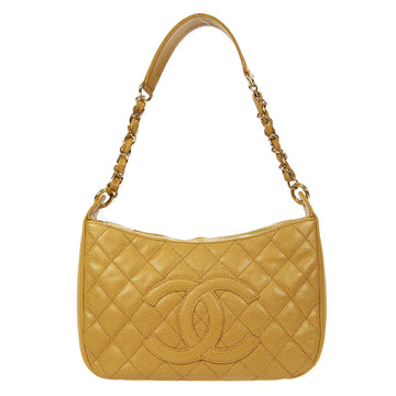 CHANEL Chain Handbag Beige Caviar 27493