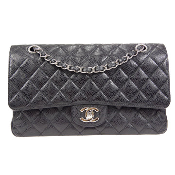 CHANEL Classic Double Flap Medium Shoulder Bag Black Caviar 43067