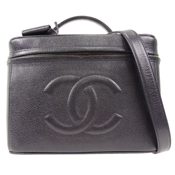 CHANEL 2way Vanity Shoulder Handbag Black Caviar 57925