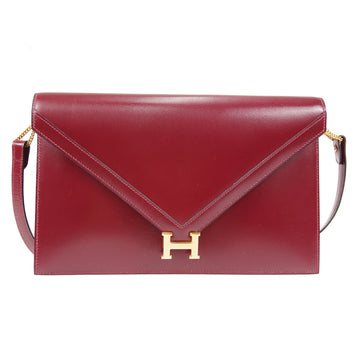 HERMES Lydie Shoulder Bag Rouge H Box Calf 57978