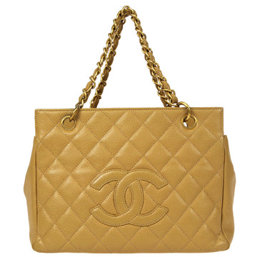 CHANEL Petit Time Rest PTT Chain Tote Bag Beige Caviar 65497