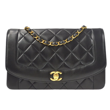 CHANEL Medium Diana Chain Shoulder Bag Black Lambskin 24715