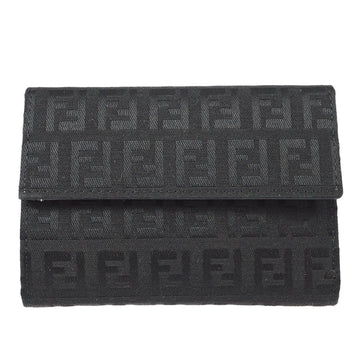 FENDI Zucchino Trifold Wallet Black 27974