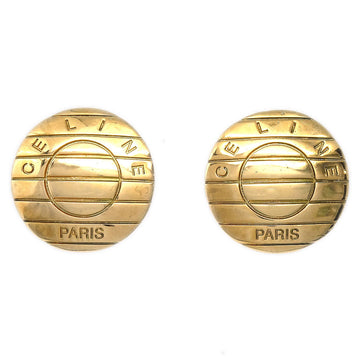 CELINE Button Earrings Gold 57906