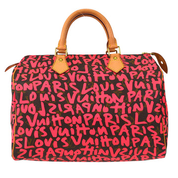 LOUIS VUITTON SPEEDY 30 HANDBAG MONOGRAM GRAFFITI FUCHSIA M93704 57938