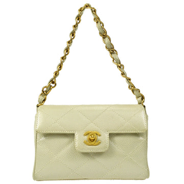 CHANEL Chain Handbag Pearl White Caviar 57954