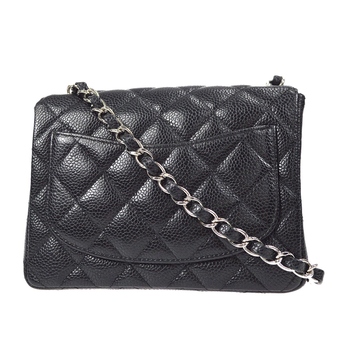 CHANEL Classic Flap Mini Square Chain Shoulder Bag Black Caviar 58017