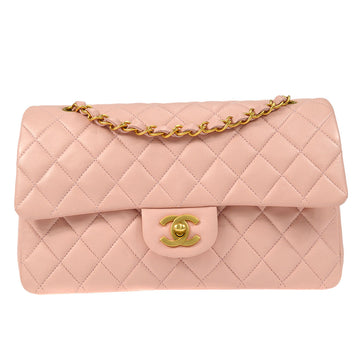 CHANEL Classic Double Flap Medium Shoulder Bag Pink Lambskin 58057