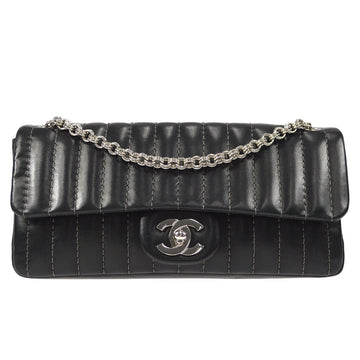 CHANEL Mademoiselle Double Chain Shoulder Bag Black Calfskin 58134