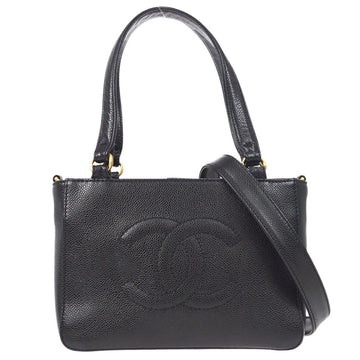 CHANEL 2way Shoulder Handbag Black Caviar 58135