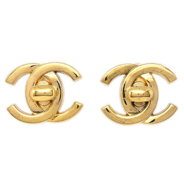 CHANEL Turnlock Earrings Gold Clip-On 96P 58211