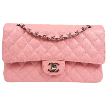 CHANEL * Classic Double Flap Medium Shoulder Bag Pink Caviar 66544