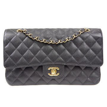 CHANEL Classic Double Flap Medium Shoulder Bag Black Caviar 49324