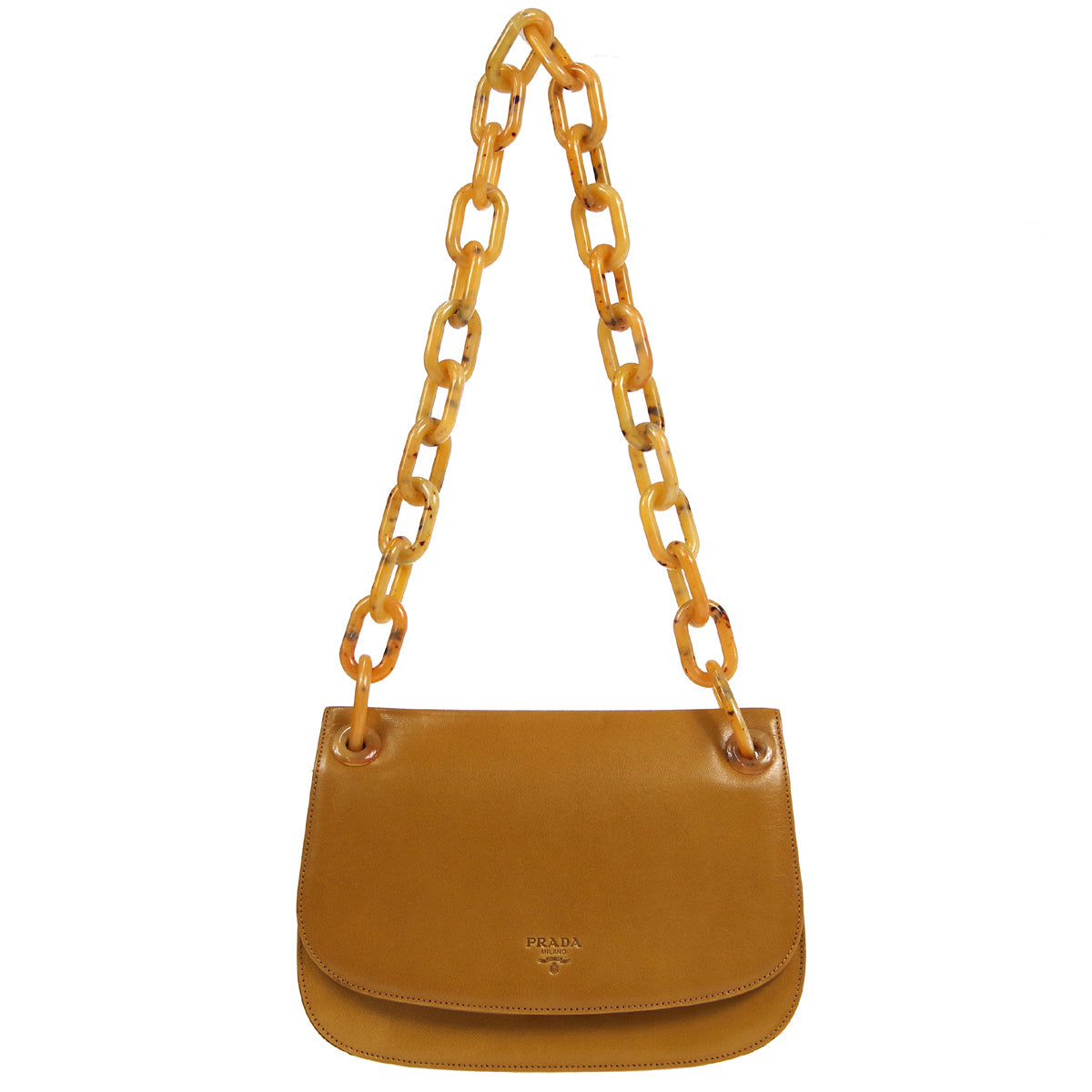 PRADA Plastic Chain Shoulder Bag Beige 77060