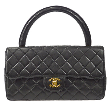 CHANEL Classic Single Flap Medium Handbag Black Lambskin 10108