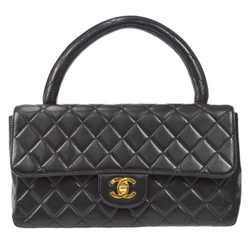CHANEL 1994-1996 Classic Flap Handbag Medium Black Lambskin 41841
