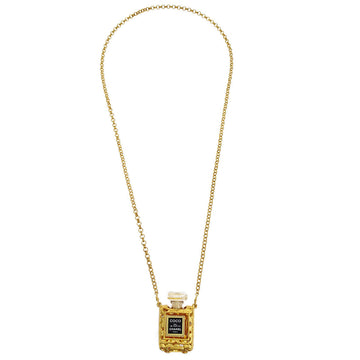 CHANEL Perfume Bottle Gold Chain Pendant Necklace 76853