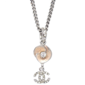 CHANEL 2004 Mini CC Silver Necklace Rhinestone 04P 77018