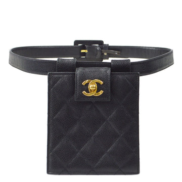 CHANEL 1991-1994 Belt Bag Black Caviar Skin #80 76830