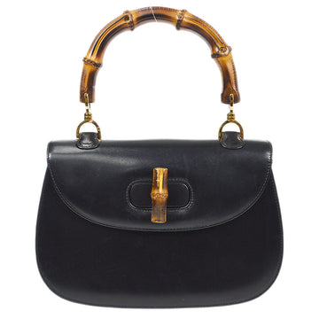 GUCCI Bamboo Line Handbag Black 77396