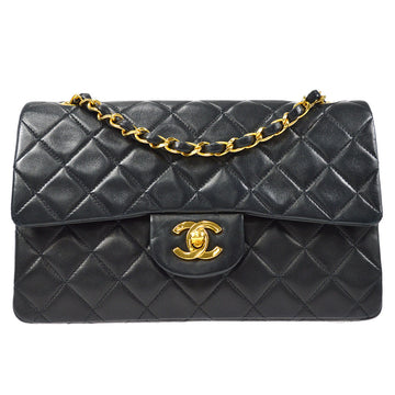 CHANEL Classic Double Flap Small Shoulder Bag Black Lambskin 77477