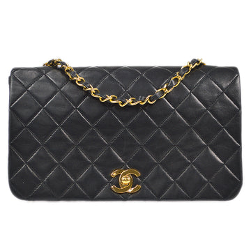 CHANEL Full Flap Chain Shoulder Bag Black Lambskin 87313