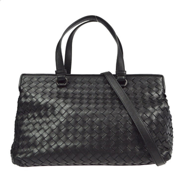 BOTTEGA VENETA Intrecciato 2way Shoulder Handbag Black 49329