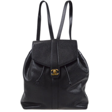 CHANEL Backpack Bag Black Caviar Skin 66834