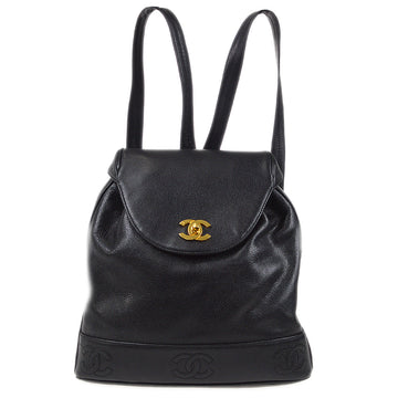 CHANEL Triple CC Chain Backpack Bag Black Caviar Skin 87878
