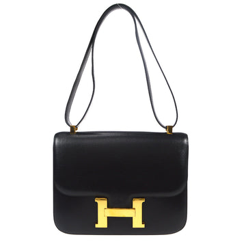 HERMES Constance 23 Shoulder Bag Black Box Calf 76992