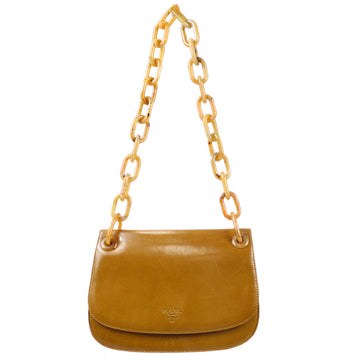 PRADA Plastic Chain Shoulder Bag Brown 87493