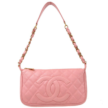 CHANEL 2003-2004 Shoulder Bag Pink Caviar 87826