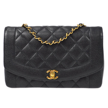 CHANEL Medium Diana Chain Shoulder Bag Black Caviar 87998