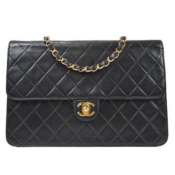 CHANEL 2000-2001 Turnlock Half Flap Medium Black Lambskin 86595