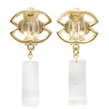 CHANEL 2001 Spring Dangle CC Earrings Gold Clip-On 01P 87951