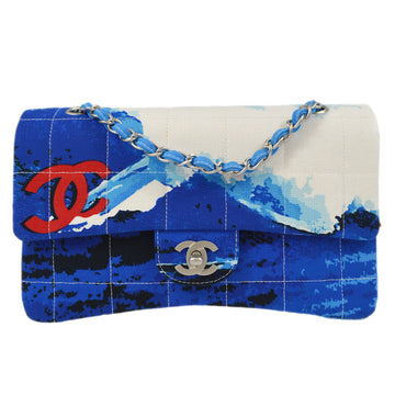 CHANEL 2002 Surf Line Flap Shoulder Bag Medium Blue 66907