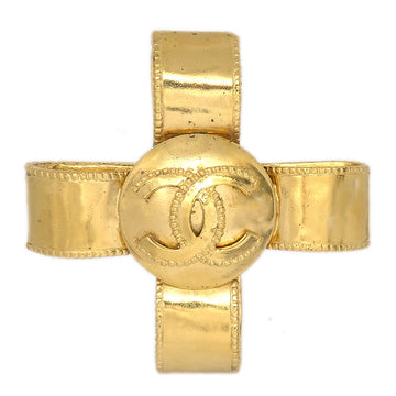 CHANEL 1997 Fall Cross Brooch Pin Gold 97A 87963