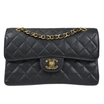 CHANEL Classic Double Flap Small Chain Shoulder Bag Black Caviar 97314